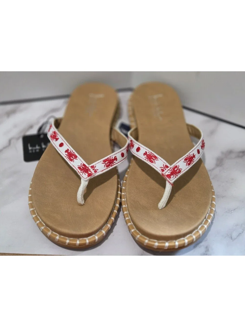 Nicole Miller New York Lobster Print Flip Flop Sandals Women's Size 7.5 NWT
